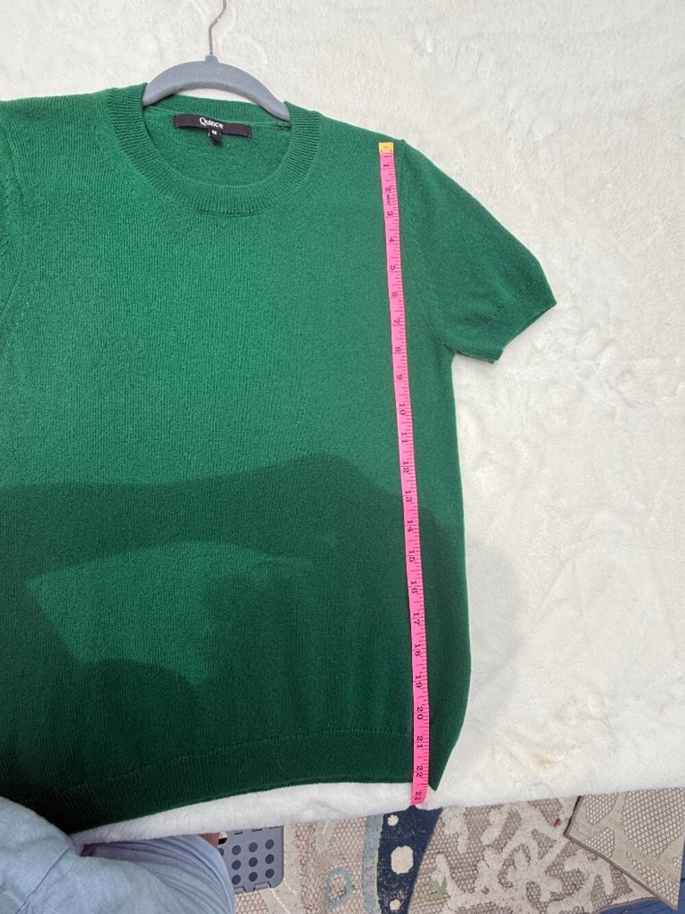 Quince 100% Cashmere Short Sleeve Sweater Tee Everglade Green Medium - Picture 3 of 6